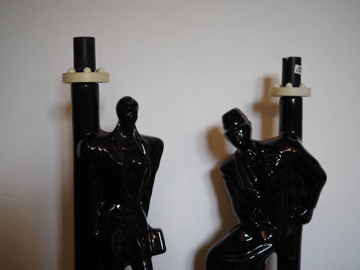 Black porcelain detective lamp, 80s