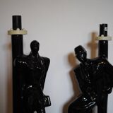 Black porcelain detective lamp, 80s