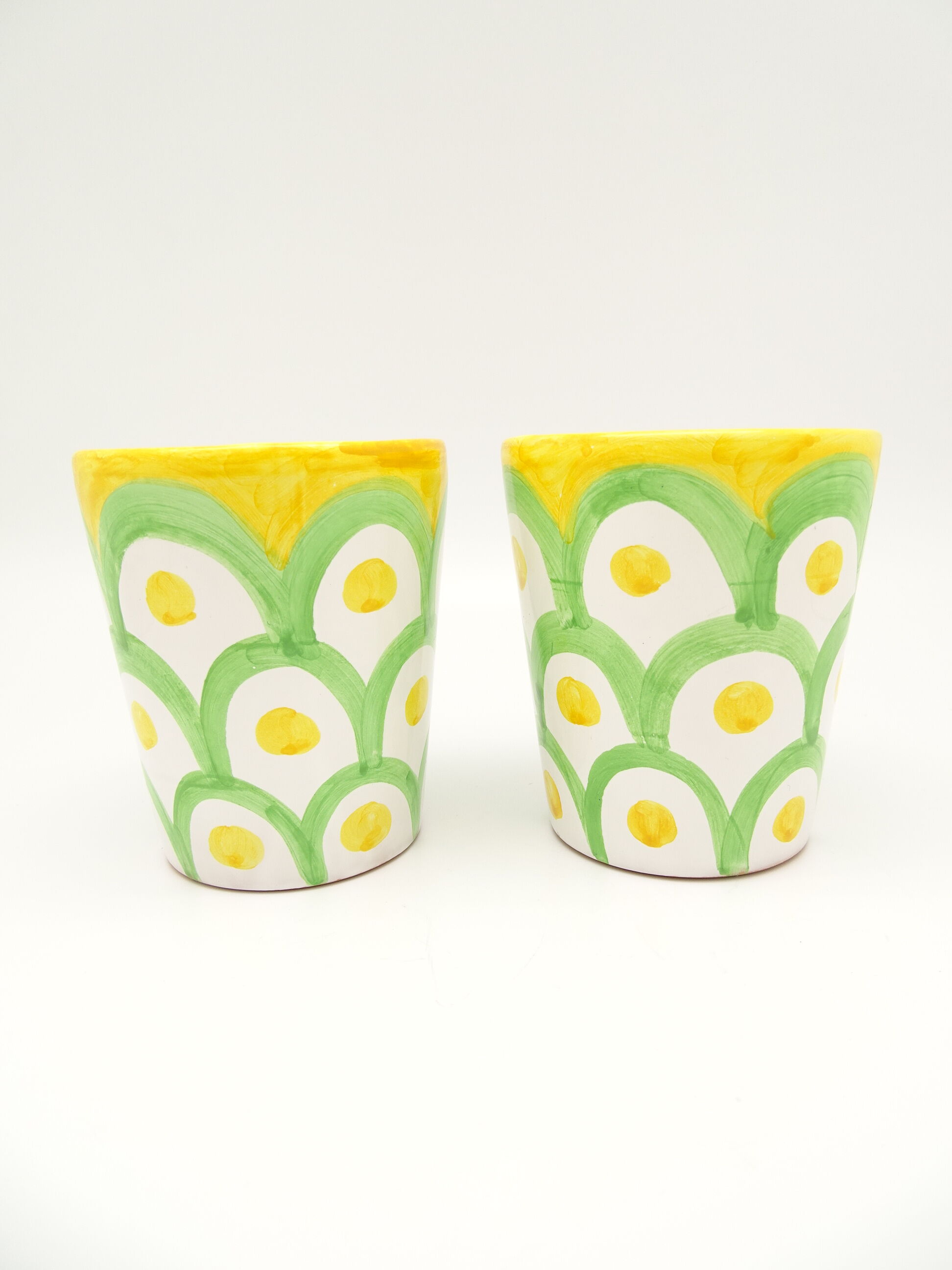 Italian ceramic mug green & yellow