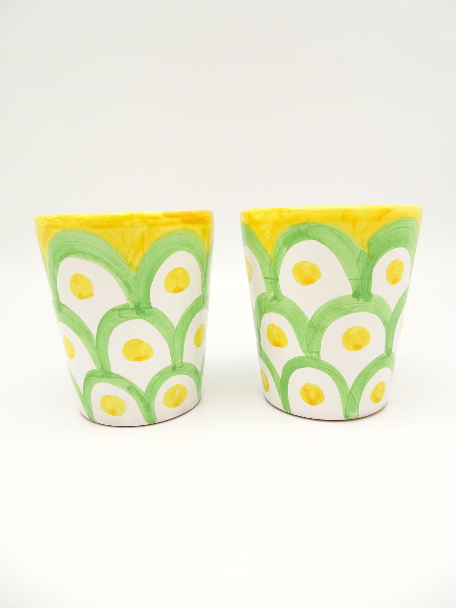 Italian ceramic mug green & yellow