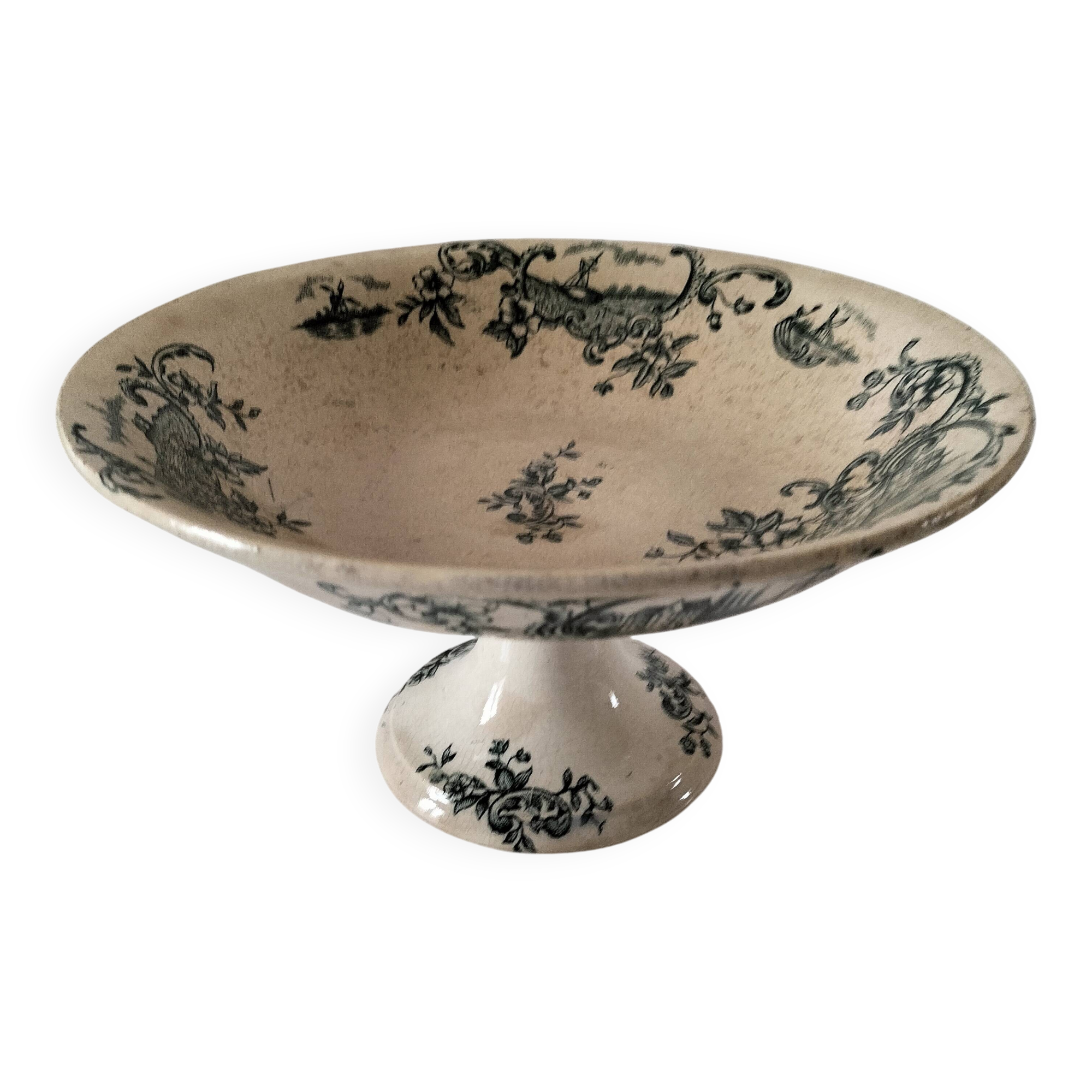Fine earthenware bowl on a pedestal base – Grigny factory, circa 1830–1860