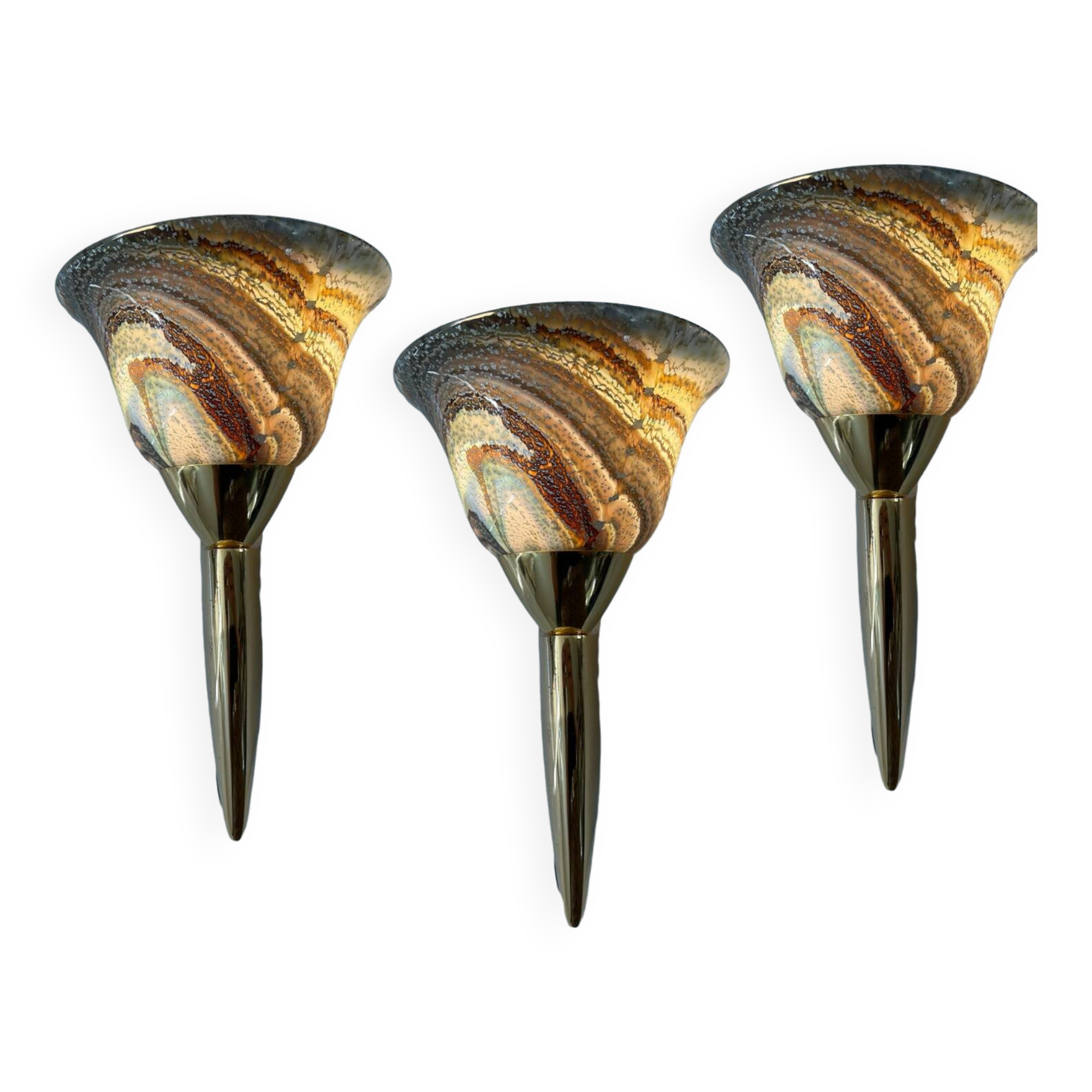 Venetian Art Murano Glass Sconces Set of 3