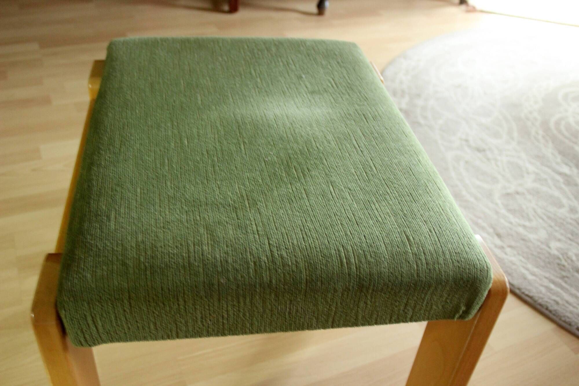 1970s bedroom stool, made of wood, metal and fabric, step stool, library stool, vintage