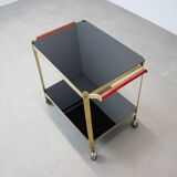 Brass service dessert set with black glass, Germany, 1970s