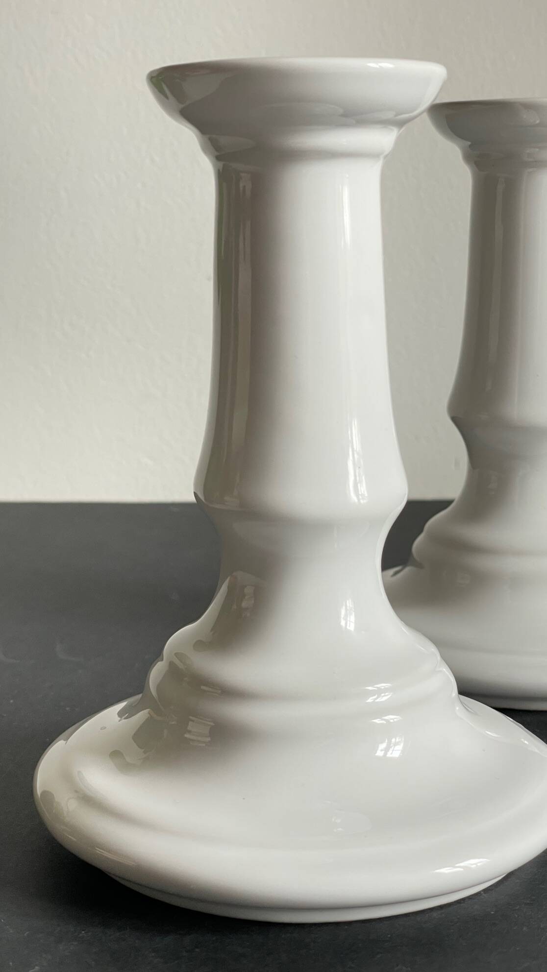 Antique White Ceramic Candlesticks