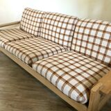 Vintage brutalist sofa in solid oak circa 1980