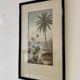 Vintage Print of Lotus Flower and Palm Tree Black Frame