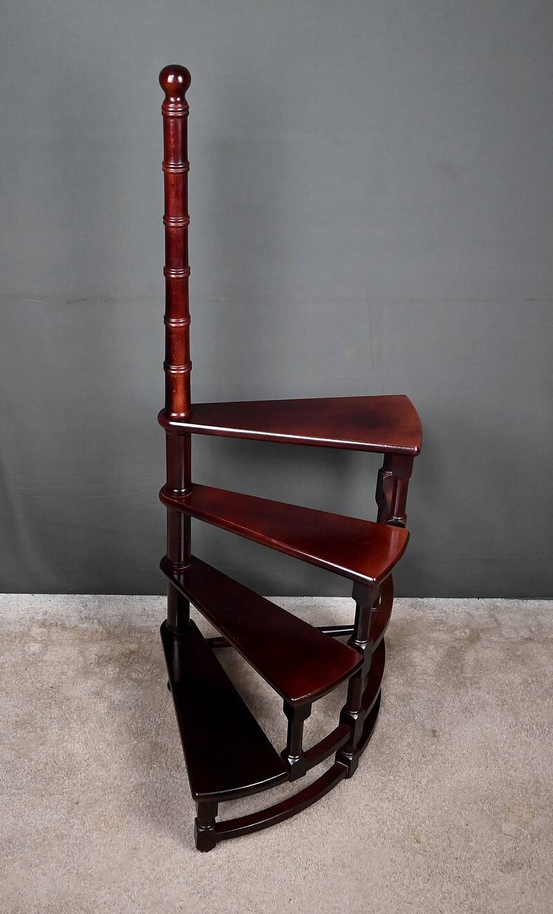 Library Staircase in Stained Beech – 20th Century
