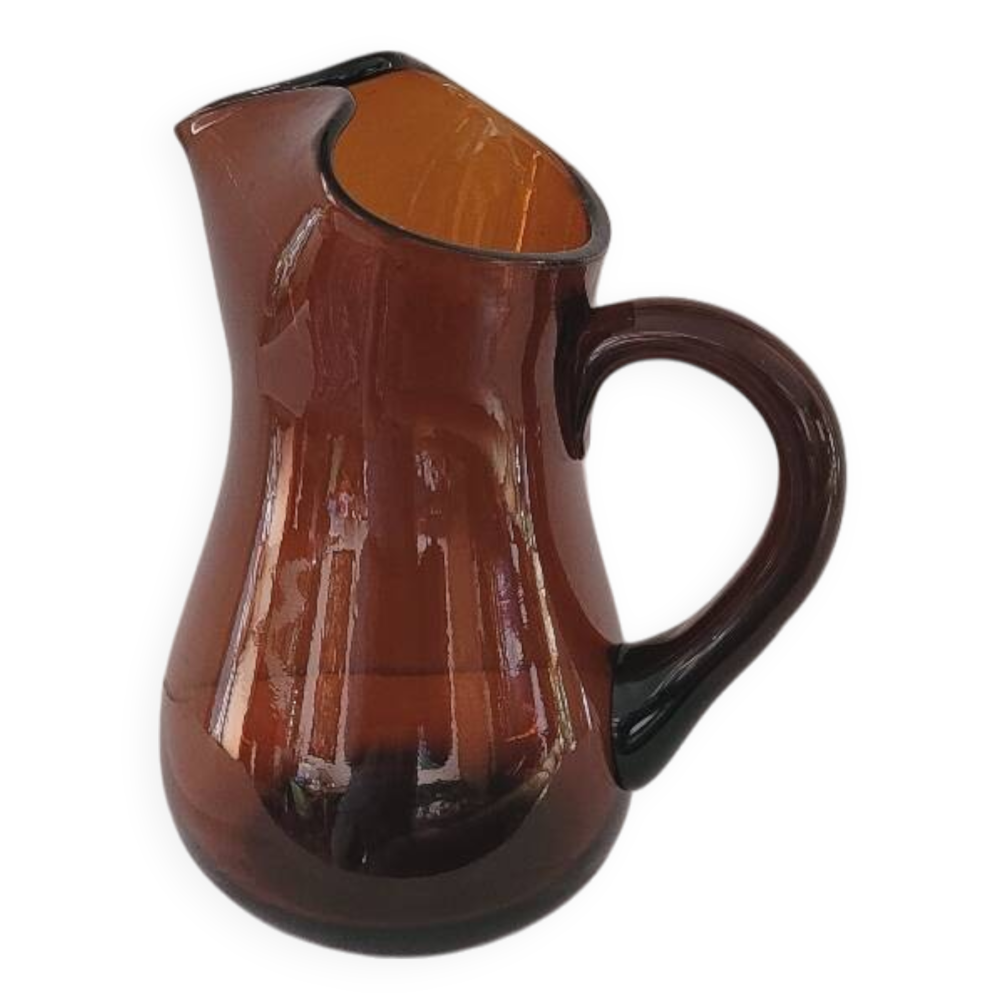 60's amber glass pitcher