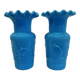 Paire de vases en opaline bleu