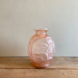Pink satin glass "ripples" vase