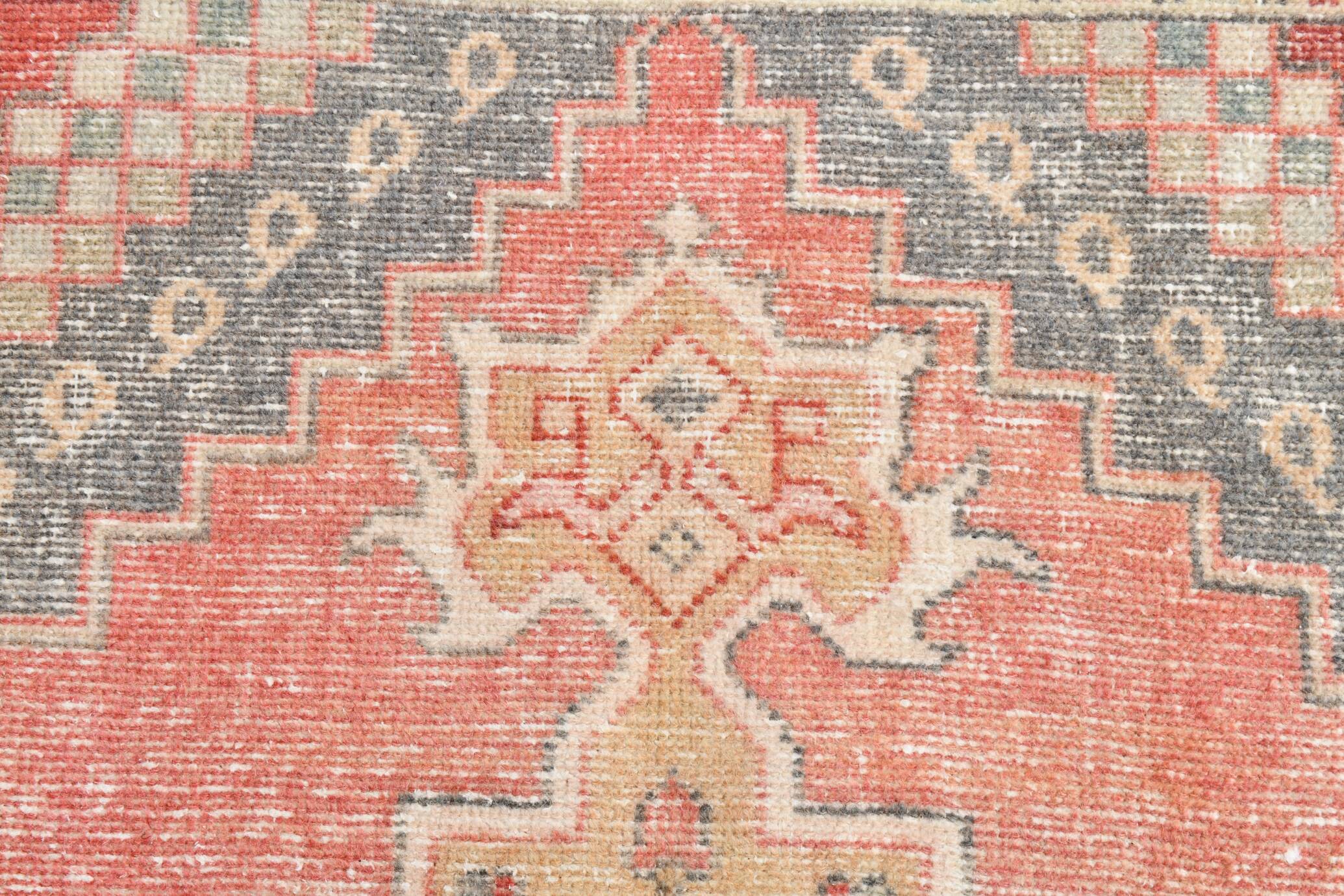 4x8 Red Geometric Turkish Rug 127x247Cm SK 22752