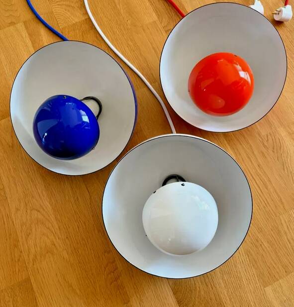 3 x Early Louis Poulsen Verner Panton VP1 flowerpot lamps Cluster of three