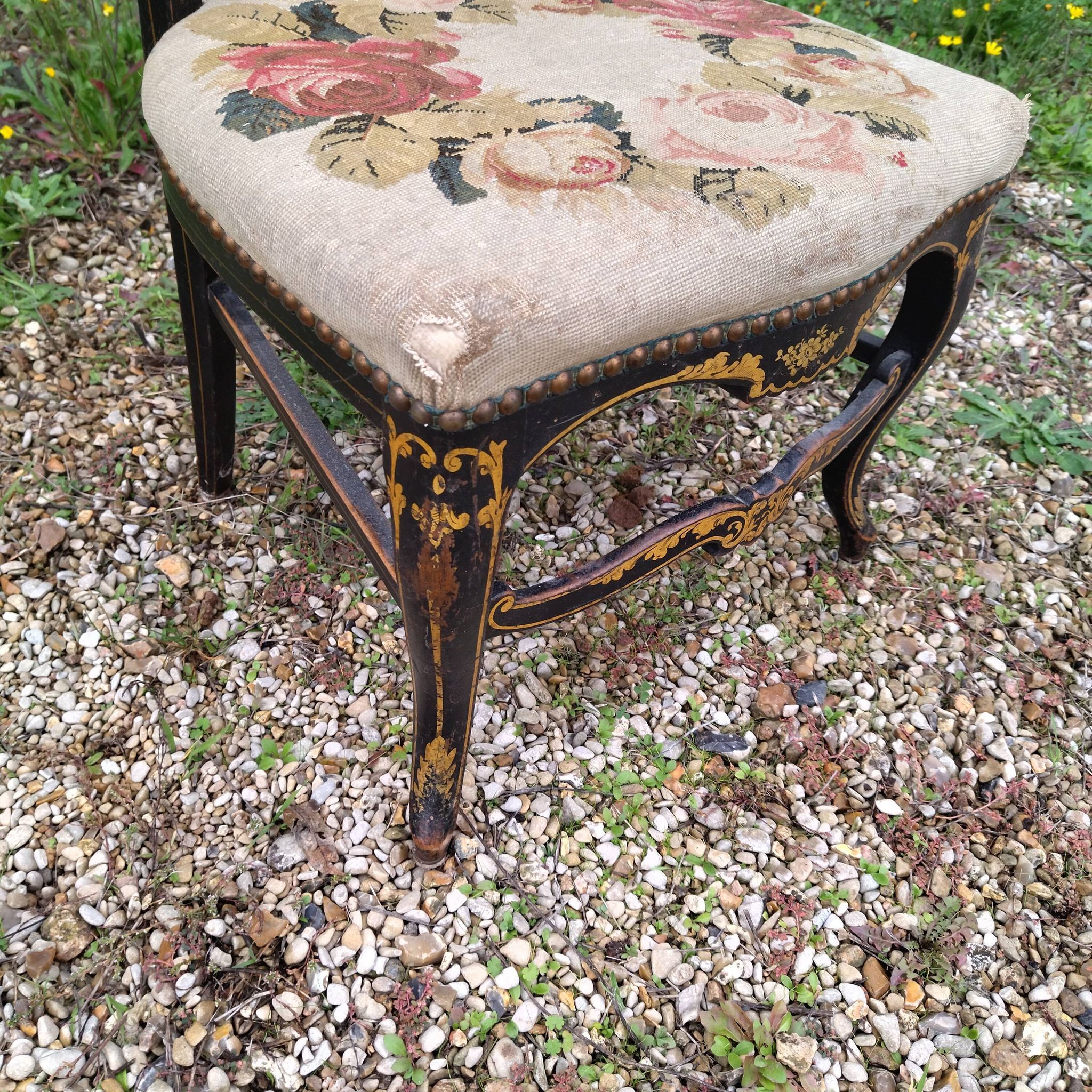 chair Napoleon III gilded wood mother-of-pearl XIXth