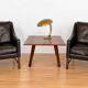 Fredrik Kayser mid-century leather & rosewood lounge chairs – brown leather