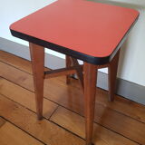 Wooden and red formica stool