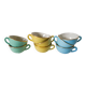 Set of 6 coffee cups fb badonviller pastel yellow green blue 1950