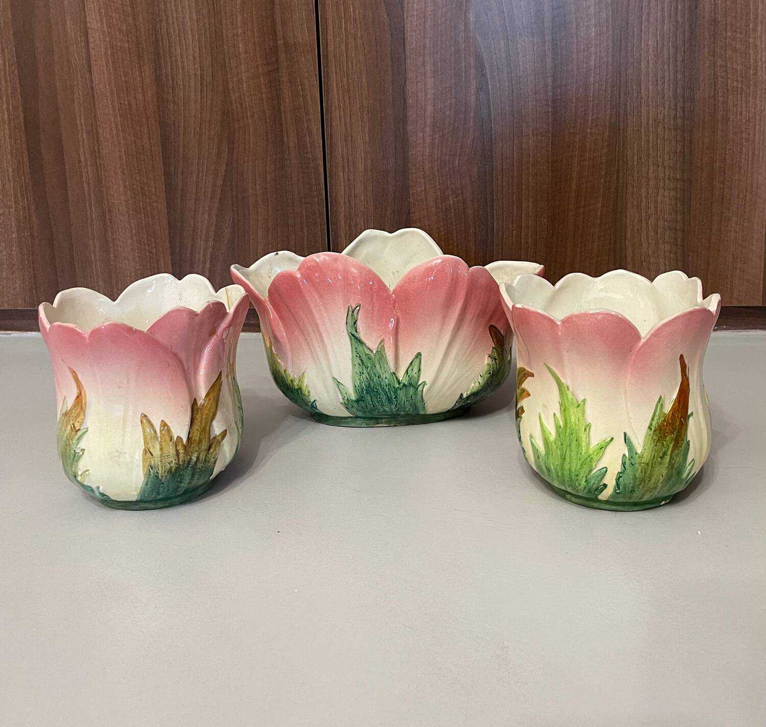 3-piece earthenware garniture - Delphin Massier Vallauris - Tu decoration