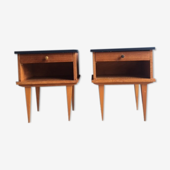 Pair vintage bedside