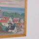 Swedish Oil on Panel “Village Scene” by E. R. Olsson, Vintage & Framed 54 × 66 cm