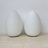 Set of 2 Vintage egg shaped opaline glass table lamp , 1970s