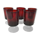Set of 5 red glasses