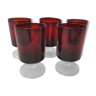 Set of 5 red glasses