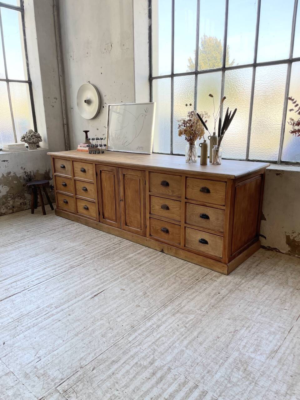 XXL solid oak counter sideboard