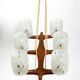 Beautiful 6-armed Scandinavian 1960s ceiling lamp made of teak and with gla