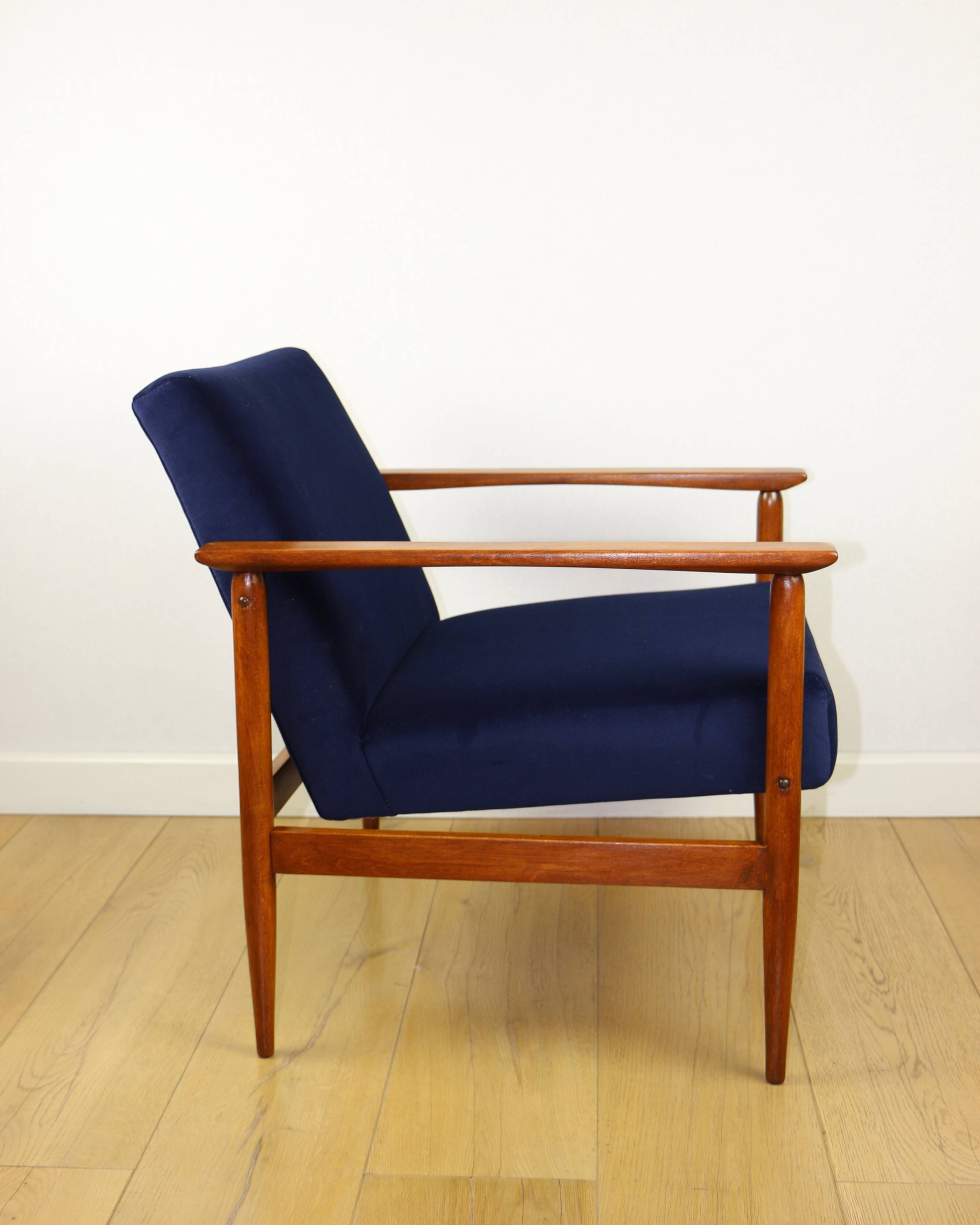 Vintage navy blue easy chair, 1970s