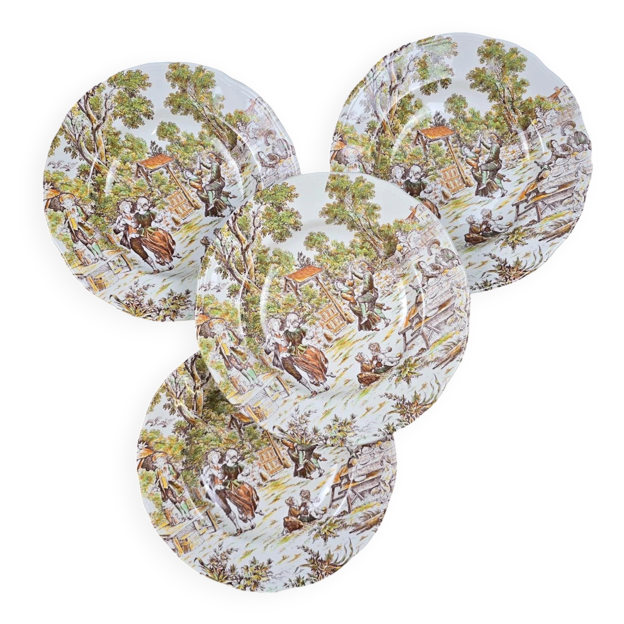 Set of 4 Lunéville Tradition plates – Old pastoral decoration