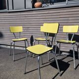 4 vintage Formica yellow chairs
