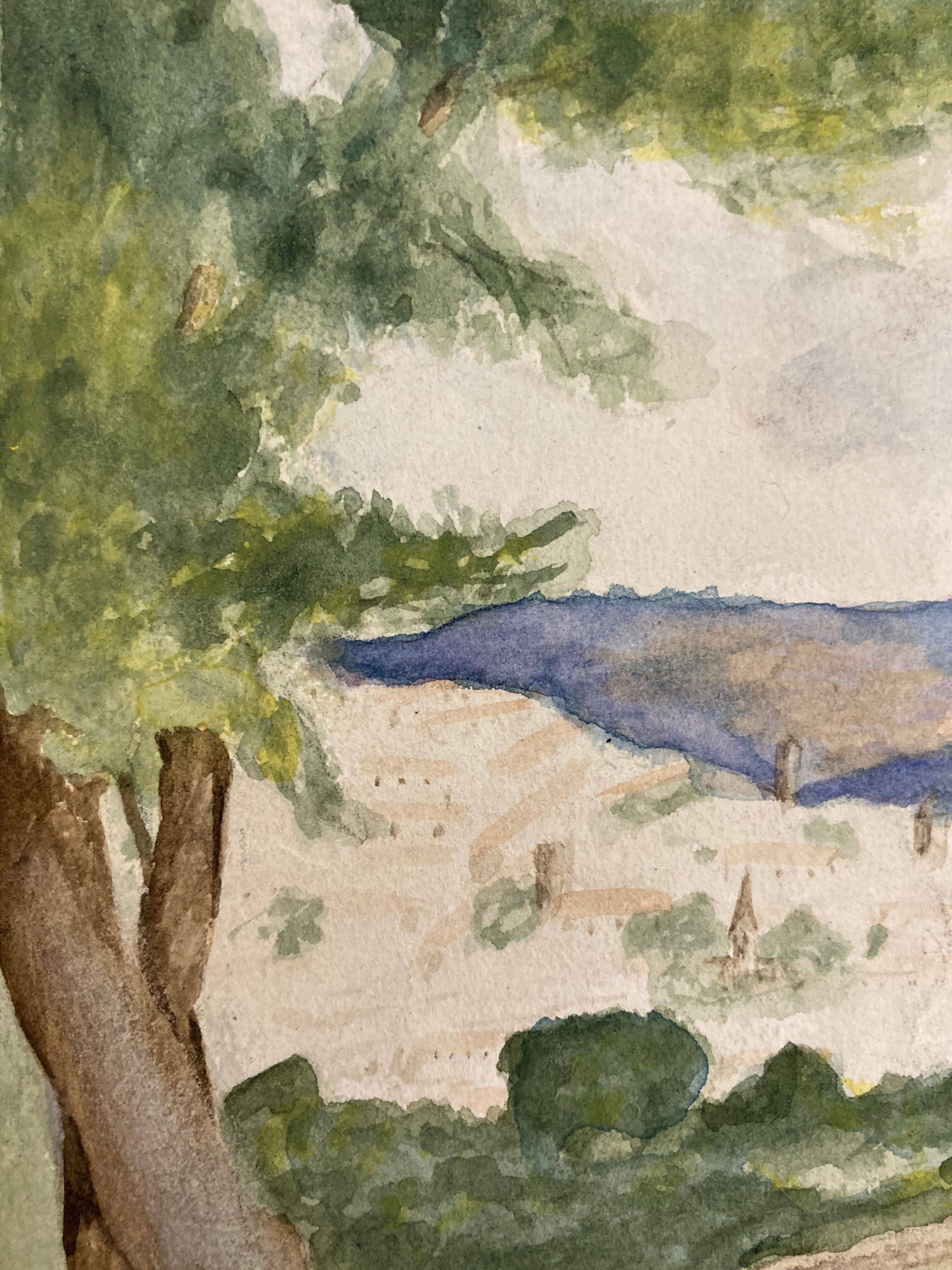 Aquarelle paysage vintage