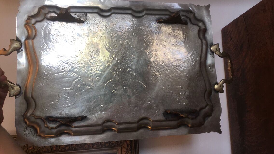 Vintage engraved metal top