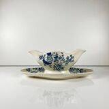 Longwy sauceboat, late 19th century "Ycho", blue ironstone