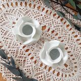 Lot de 2 bougeoirs fleurs en céramique