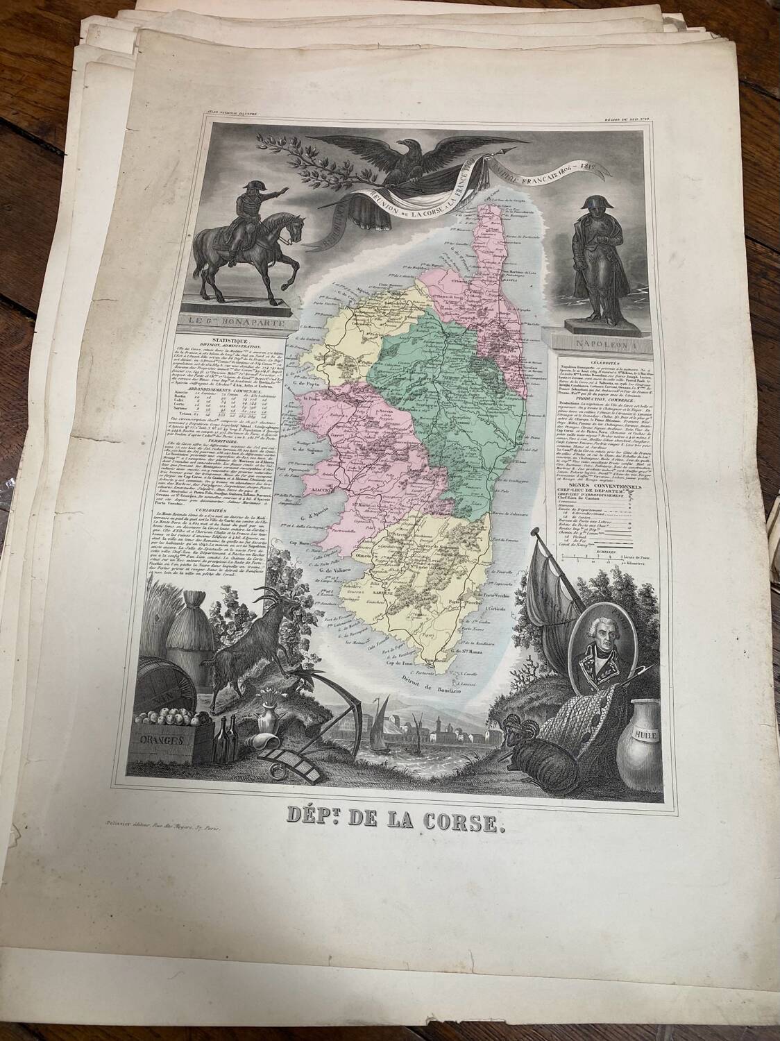 Old illustrated map of Corsica