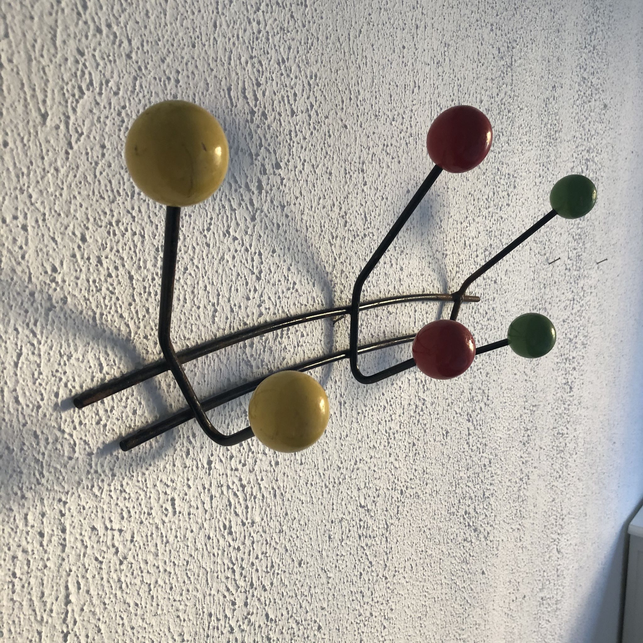 Porte-manteaux 6 patères boules vintage 1960 - 50 cm
