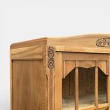 Parisian glass-fronted Art Deco wardrobe in solid raw walnut.