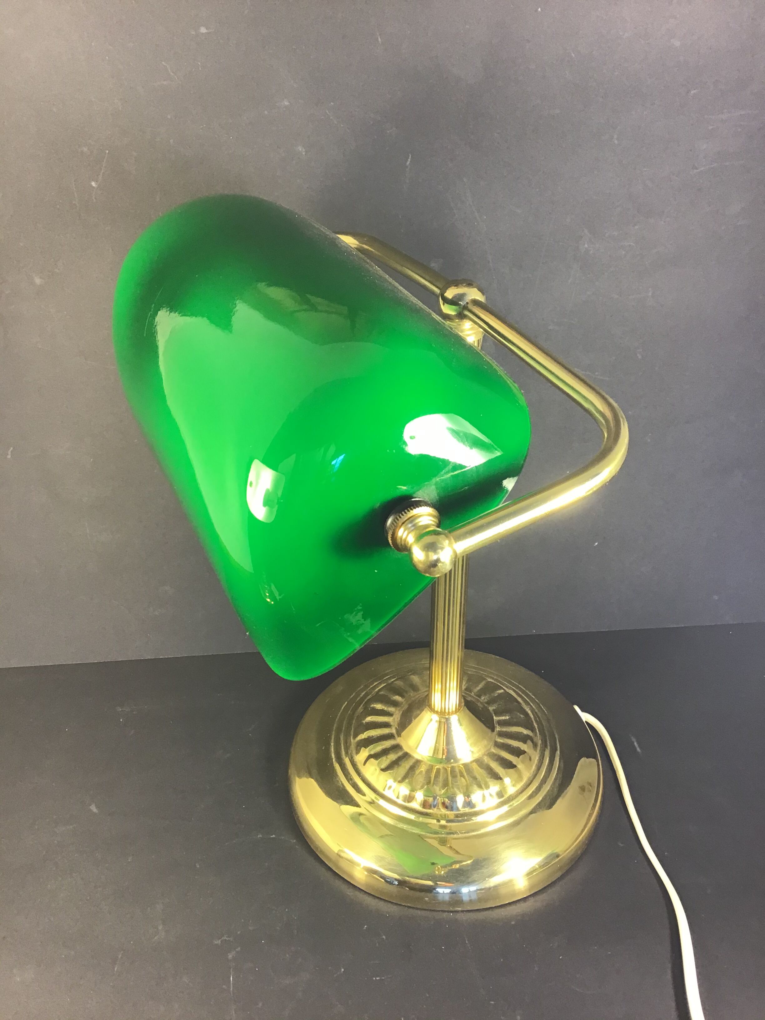 Green opaline library lamp