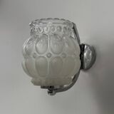 Pair of vintage chrome metal and bubble glass wall lights, France, 1950.