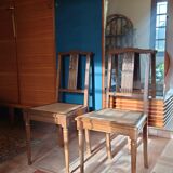 Paire de chaises cannées 1930, style louis XVI