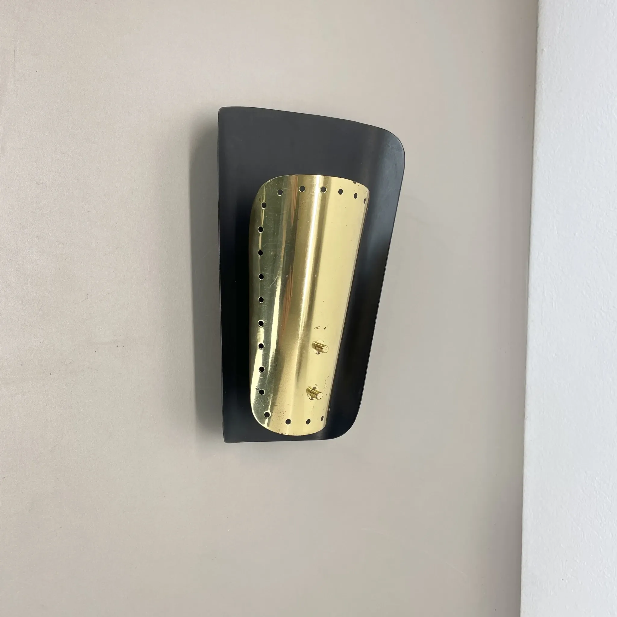 Rare Minimalist Theatre Wall Light in Brass, Italy 1950s