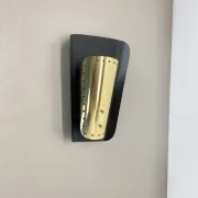 Rare Minimalist Theatre Wall Light in Brass, Italy 1950s