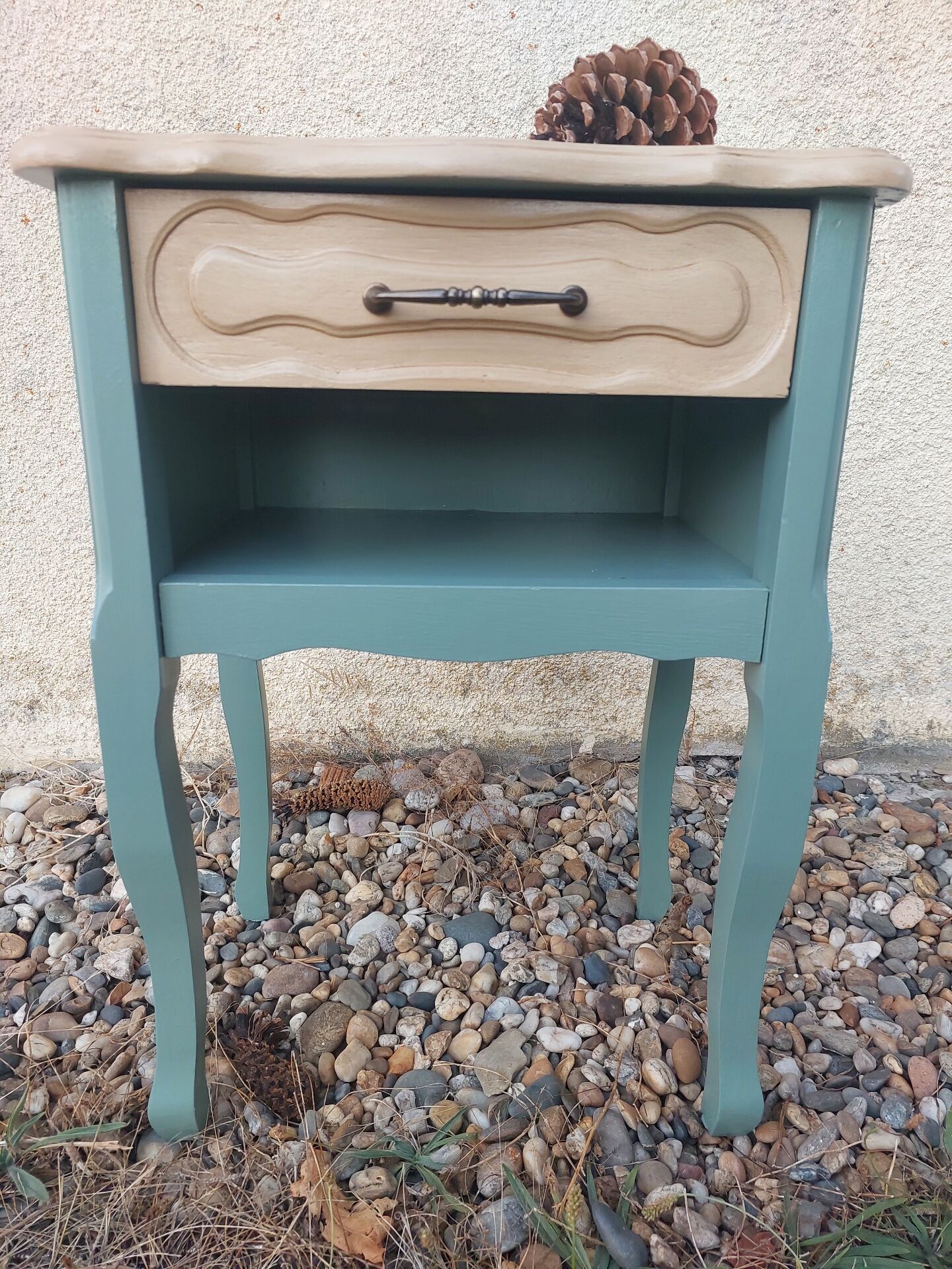 Bedside table, nightstand, renovated accent furniture.