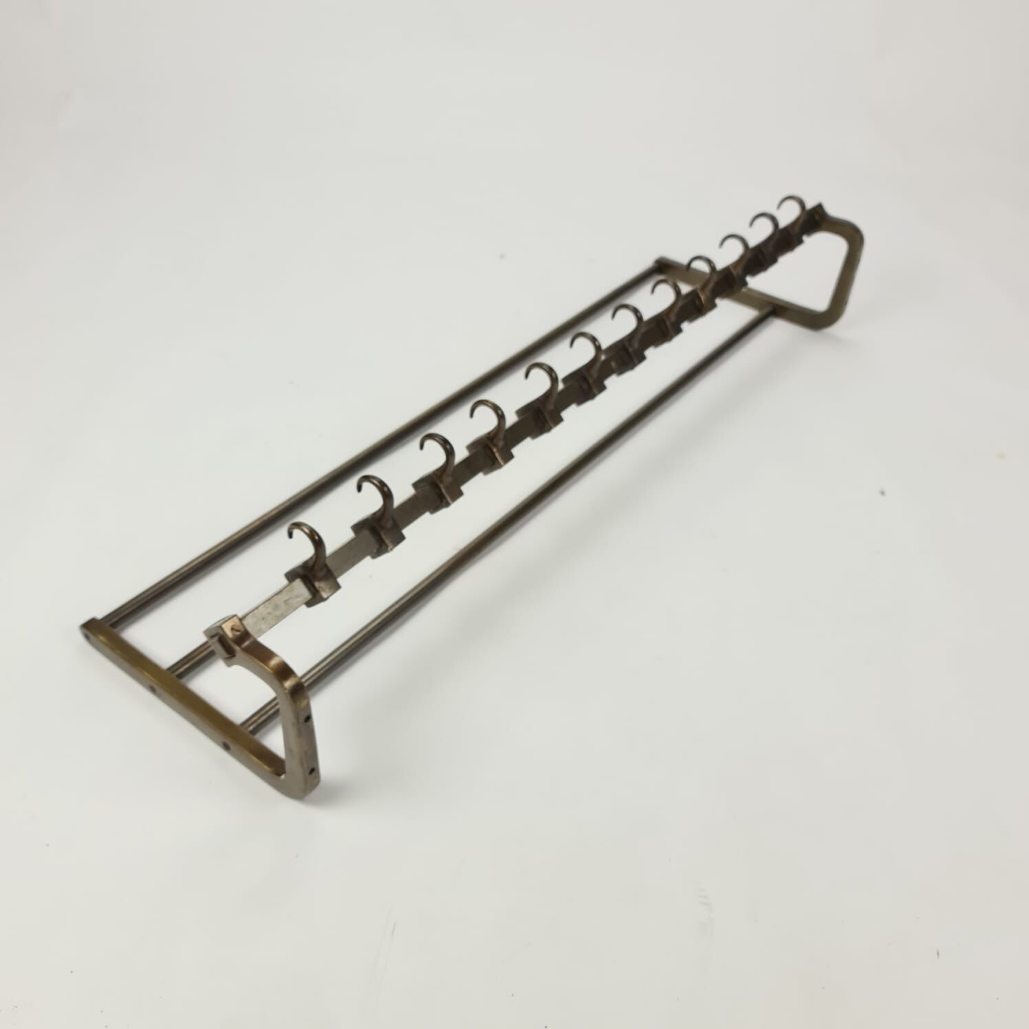 Mid century old industrial wall mounted coatrack