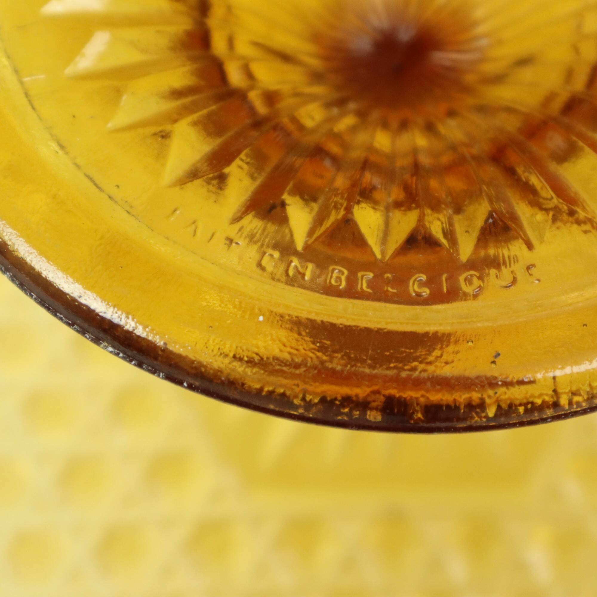 Art Deco Amber Cake Stand Depression Glass 31cm