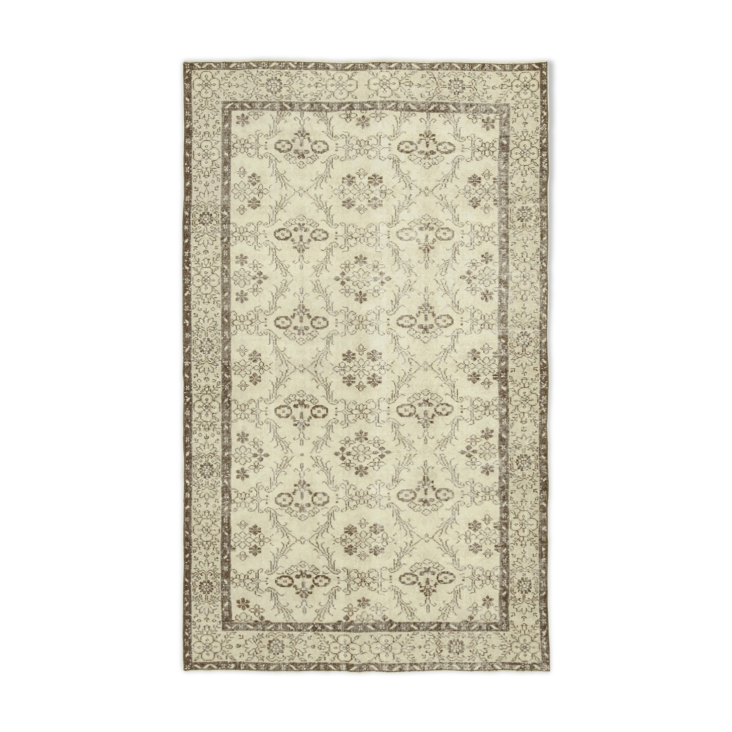 Tapis beige oriental fait à la main 163 cm x 278 cm
