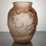 Art Deco glass paste vase Vine leaves signed Souchon Neuvesel