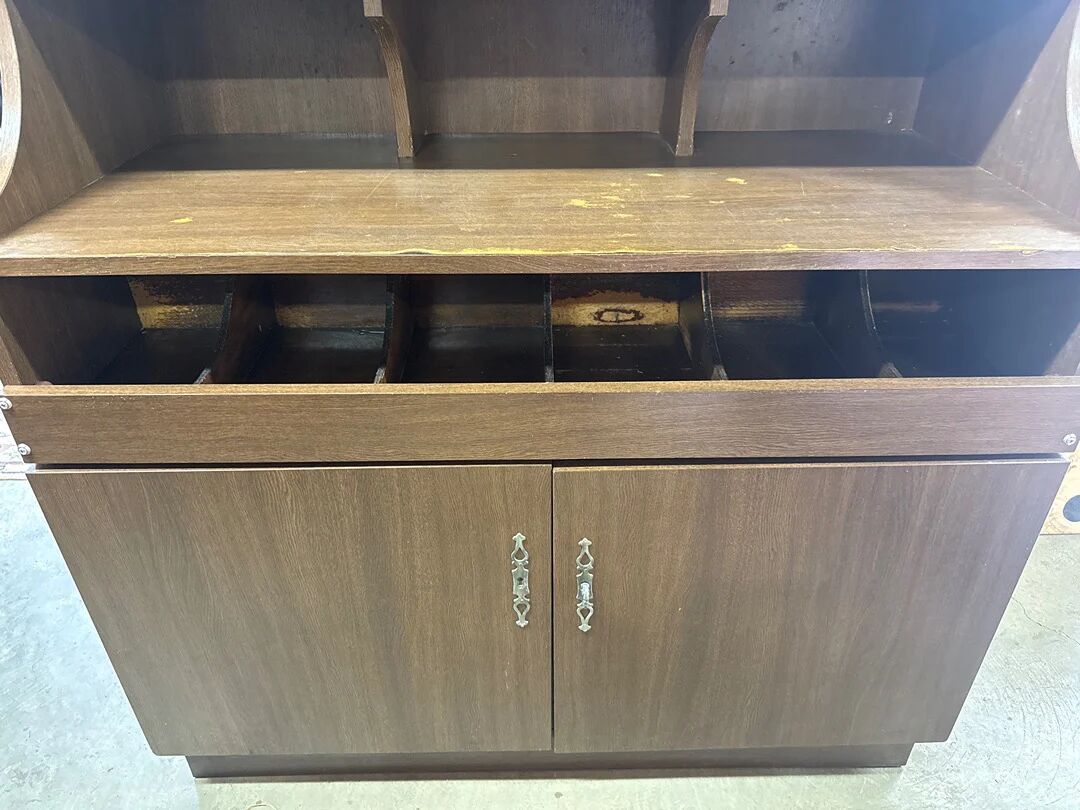 Vintage Storage Furniture for Bar Restaurant Brown Wood with Compartments